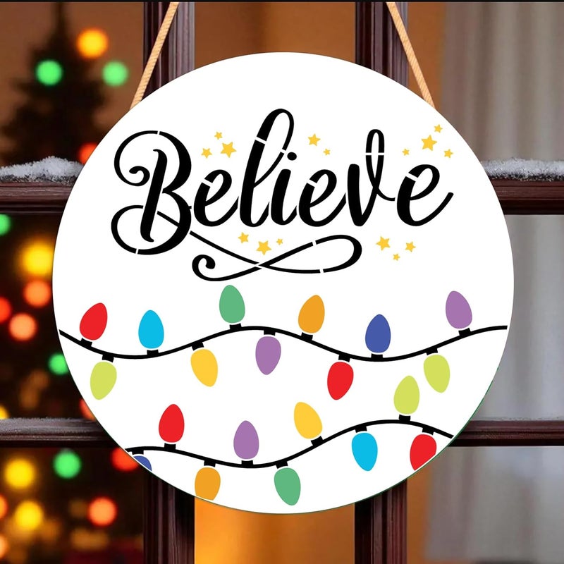 SUNVERSE Christmas Stencils for Painting on Wood 12" Christmas Stencils for Crafts Reusable Xmas Holiday Stencil for Door Mats Round Hanger Fabrics Decor - Image 3